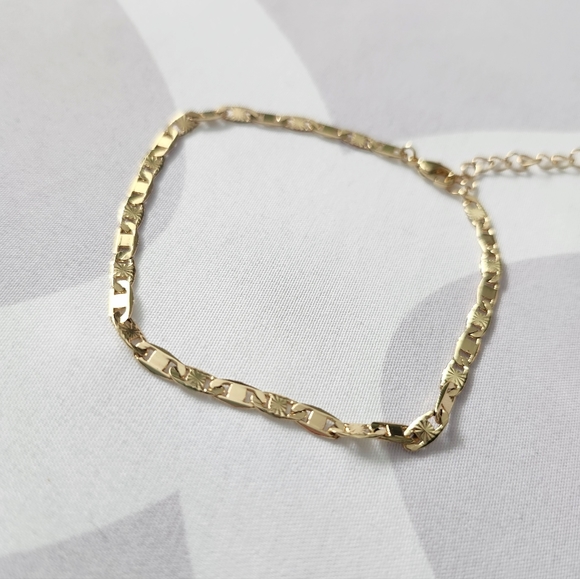 18K Gold Plated Star Link Chain Anklet - Picture 2 of 4